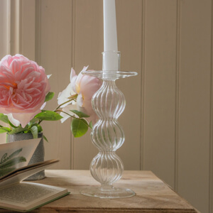 MeanWhile Large Ribbed Glass Candle Stick